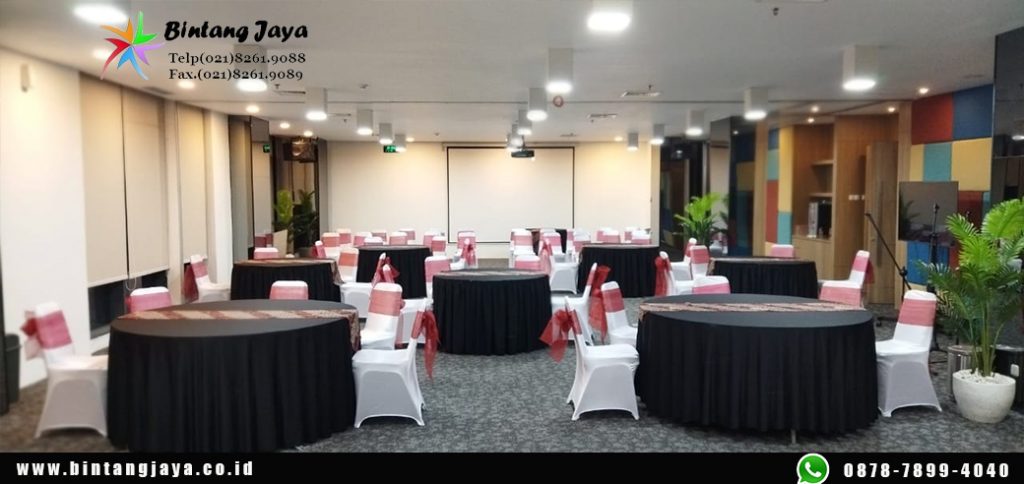 Sewa Meja Bulat Cikarang Bekasi Berikut Taplak mewah