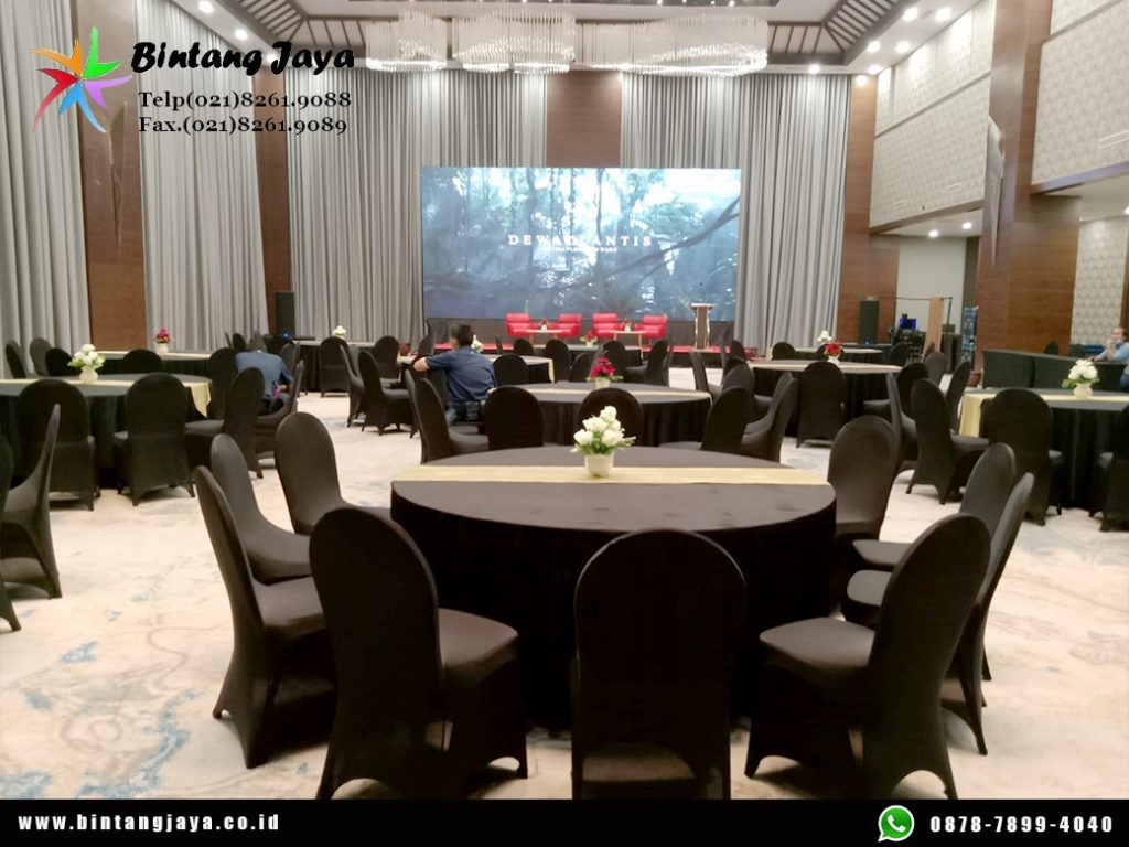 Rental meja bulat event aula kantor Jakarta Selatan