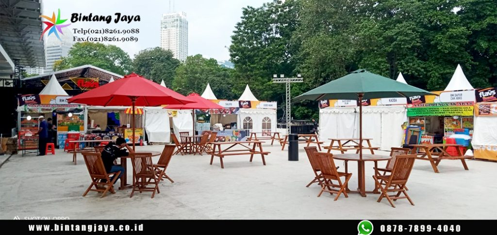 Sewa Meja Taman Bulat event festival murah Tangerang