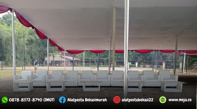 Sewa Tenda Plafon | Tenda Bazar | Meja Kotak dan Kursi Futura BSD