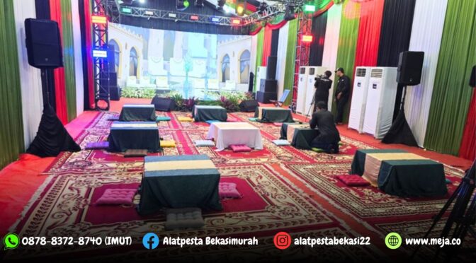 Sewa Meja Kotak Lesehan Lengkap Dengan Cover dan Karpet Permadani Bekasi