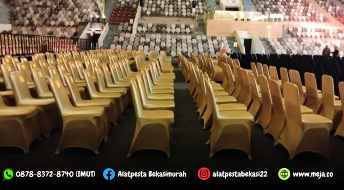 Rental Kursi Cover Sarung Kursi Ketat Gold Event Istora GBK