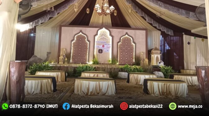 Sewa Meja Bundar Lesehan Lengkap Karpet Permadani Cokelat Bogor
