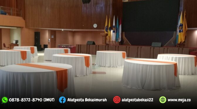 Sewa Round Table Taplak Tebar Putih area Kampung Melayu Jakarta